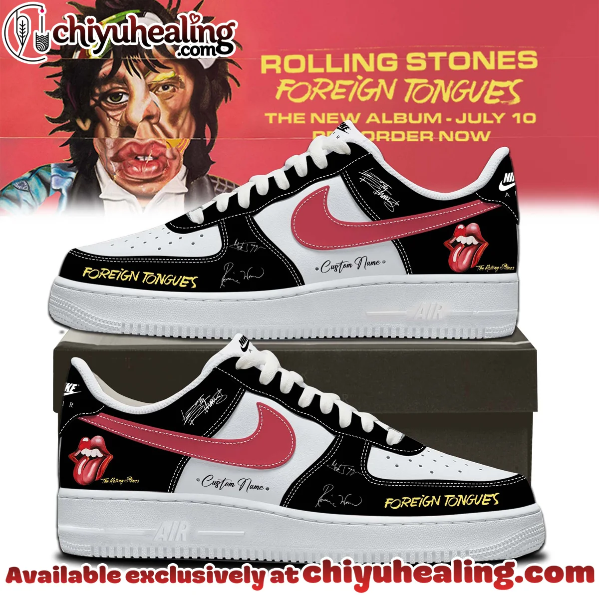 The Rolling Stones Foreign Tongues Custom Air Force 1 & Jordan 1 Shoes (Release 15)