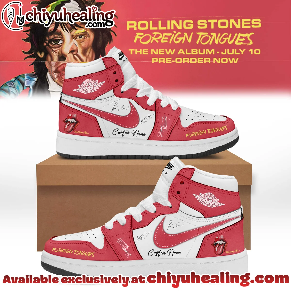 The Rolling Stones Foreign Tongues Custom Air Force 1 & Jordan 1 Shoes (Style 8)