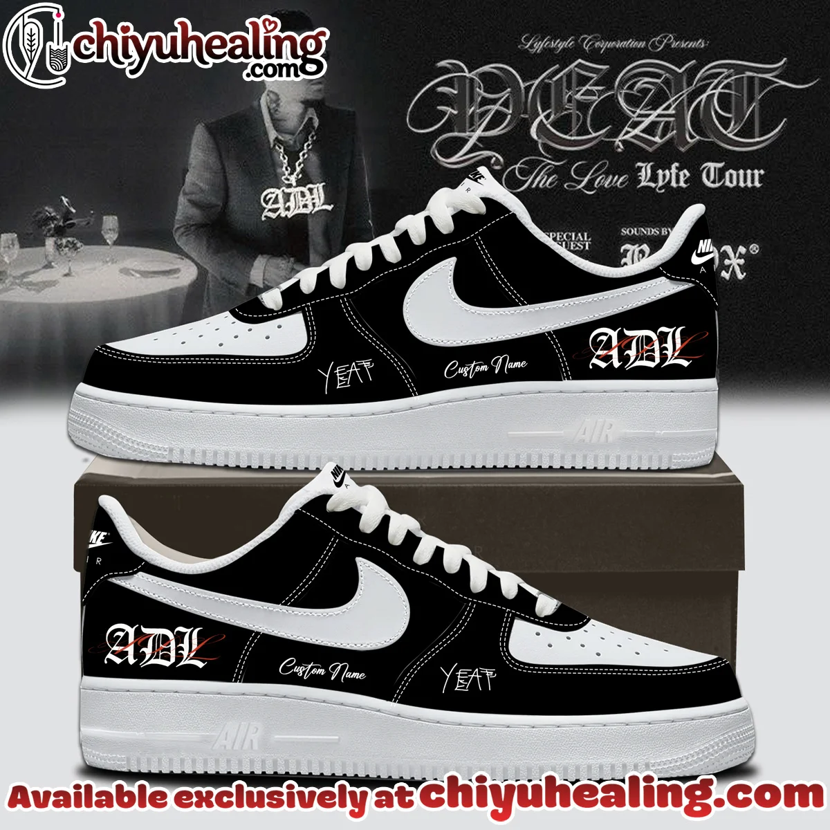 YEAT LOVELYFE Tour Signed Custom Air Force 1 & Jordan 1 Shoes (Design 19)