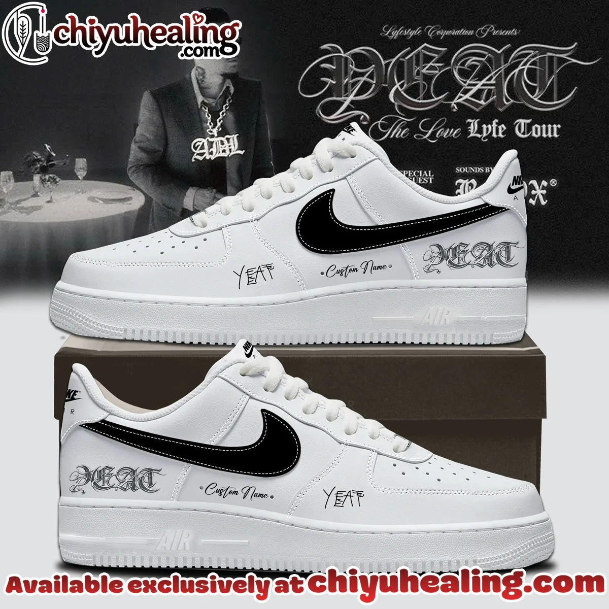 YEAT LOVELYFE Tour Signed Custom Air Force 1 & Jordan 1 Shoes [Drop 21]