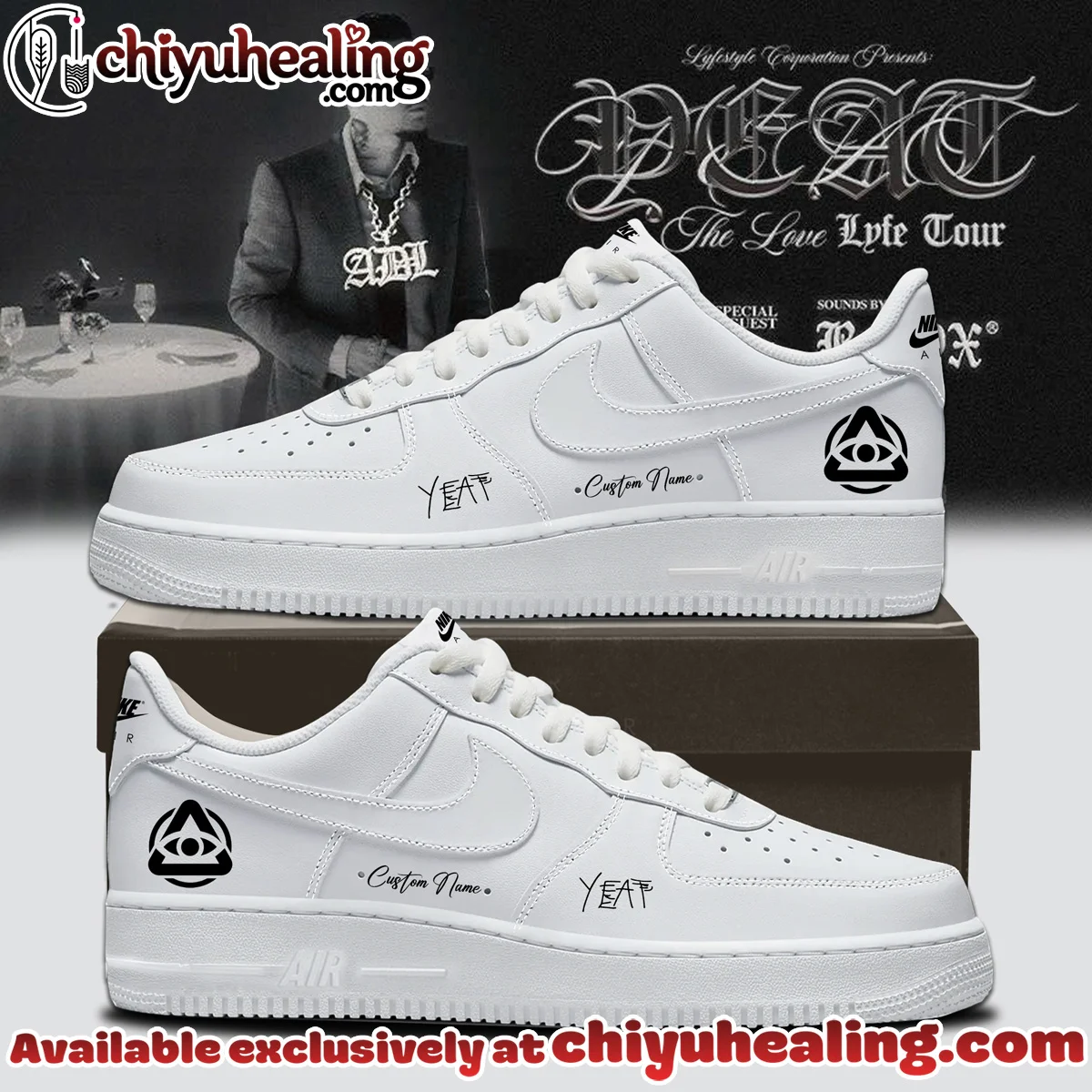 YEAT LOVELYFE Tour Signed Custom Air Force 1 & Jordan 1 Shoes [Drop 24]