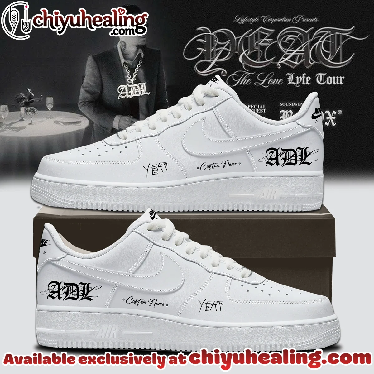 YEAT LOVELYFE Tour Signed Custom Air Force 1 & Jordan 1 Shoes (Style 1)