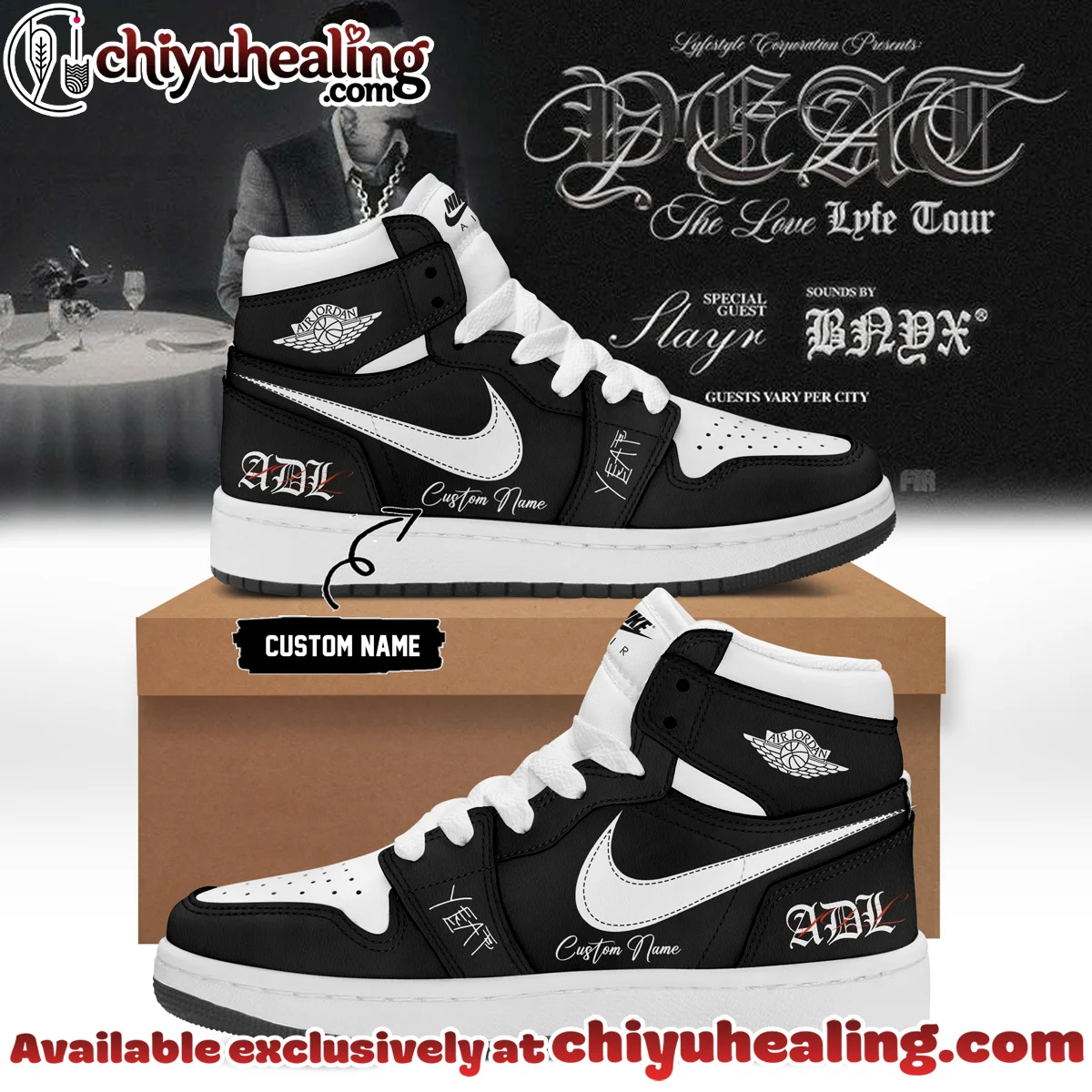 YEAT LOVELYFE Tour Signed Custom Air Force 1 & Jordan 1 Shoes (Style 9)