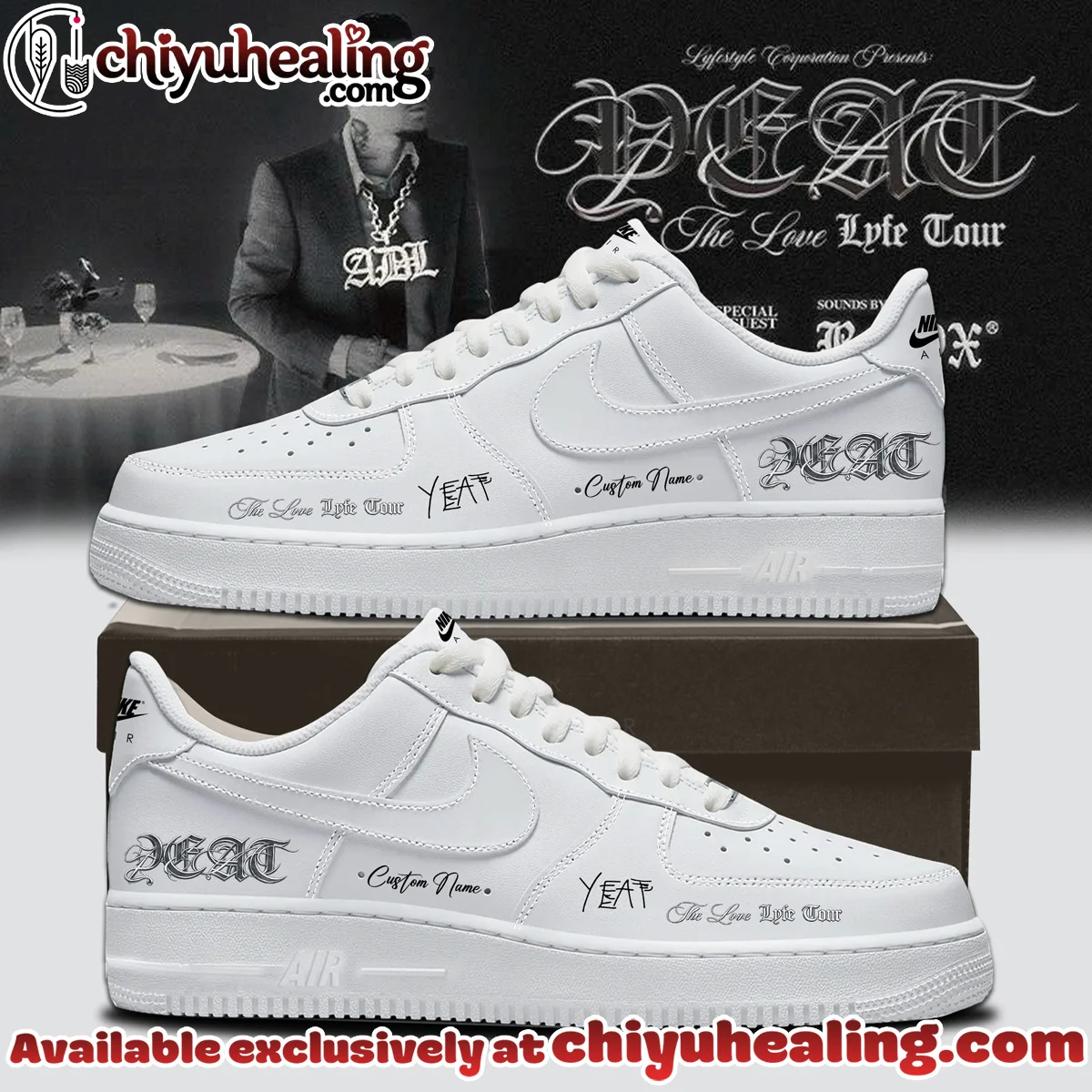 YEAT LOVELYFE Tour Signed Custom Air Force 1 & Jordan 1 Shoes - Variant 6
