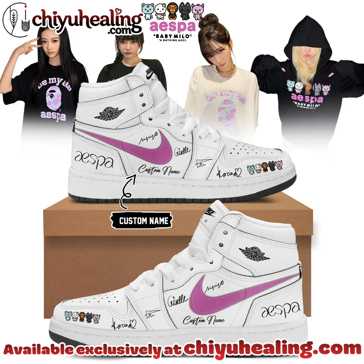 aespa x BAPE Signed Custom Air Force 1 & Jordan 1 Shoes [Batch 1]
