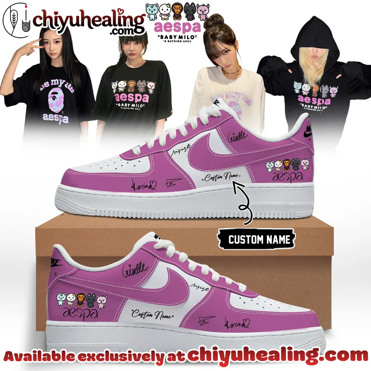 aespa x BAPE Signed Custom Air Force 1 & Jordan 1 Shoes [Drop 16]