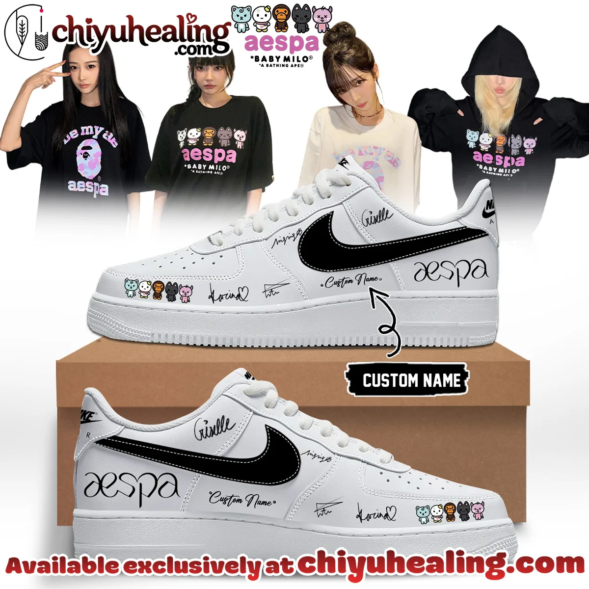 aespa x BAPE Signed Custom Air Force 1 & Jordan 1 Shoes - Part 6