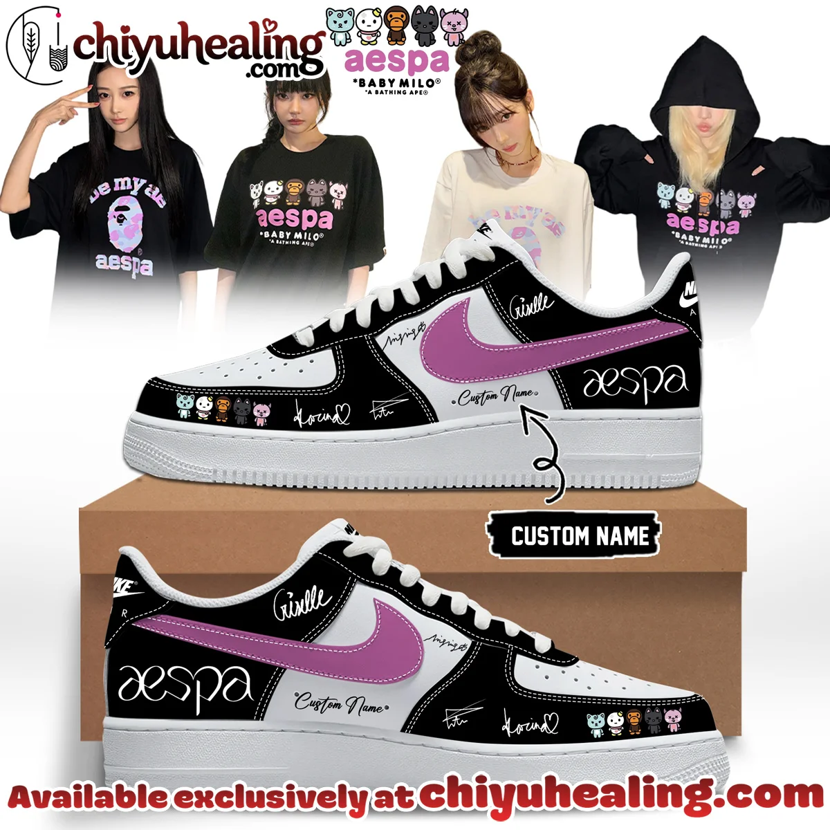 aespa x BAPE Signed Custom Air Force 1 & Jordan 1 Shoes (Release 3)