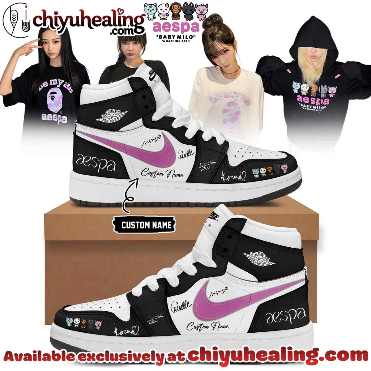 aespa x BAPE Signed Custom Air Force 1 & Jordan 1 Shoes (Release 4)