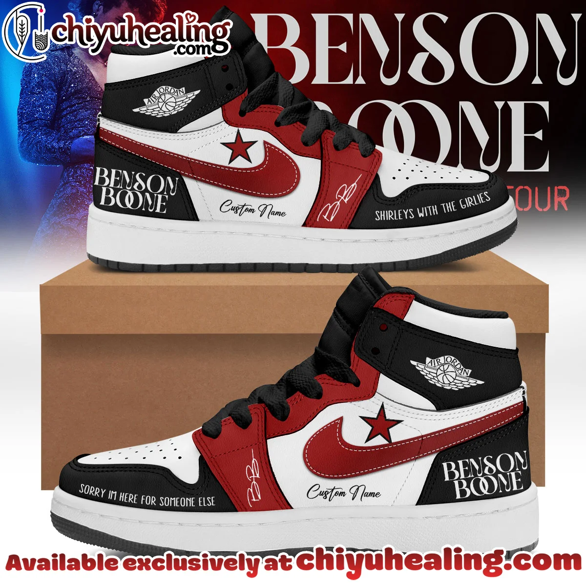 Benson Boone American Heart Tour Custom Air Force 1 & Jordan 1 Shoes (Design 15)