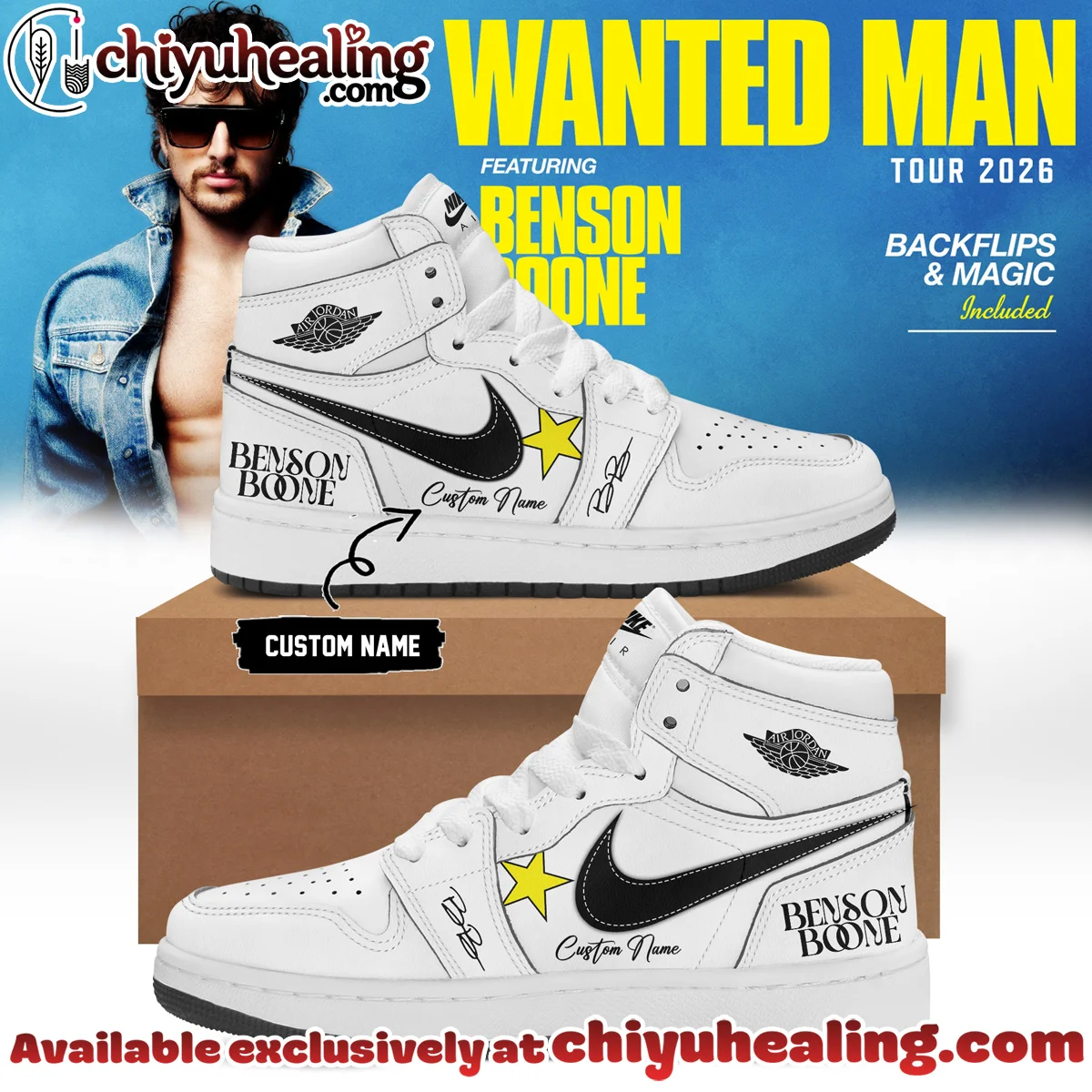 Benson Boone Wanted Man Custom Air Force 1 & Jordan 1 Shoes (Design 31)