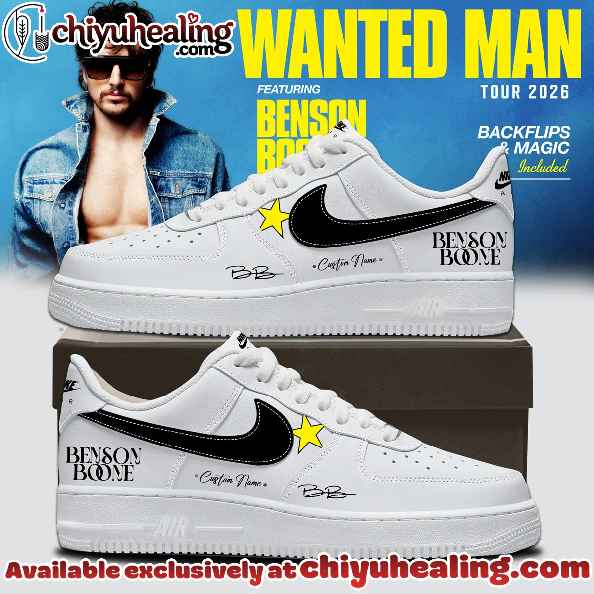 Benson Boone Wanted Man Custom Air Force 1 & Jordan 1 Shoes [Drop 24]