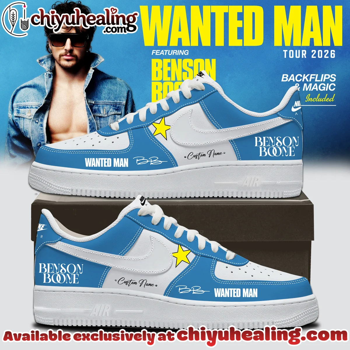 Benson Boone Wanted Man Custom Air Force 1 & Jordan 1 Shoes (Release 3)