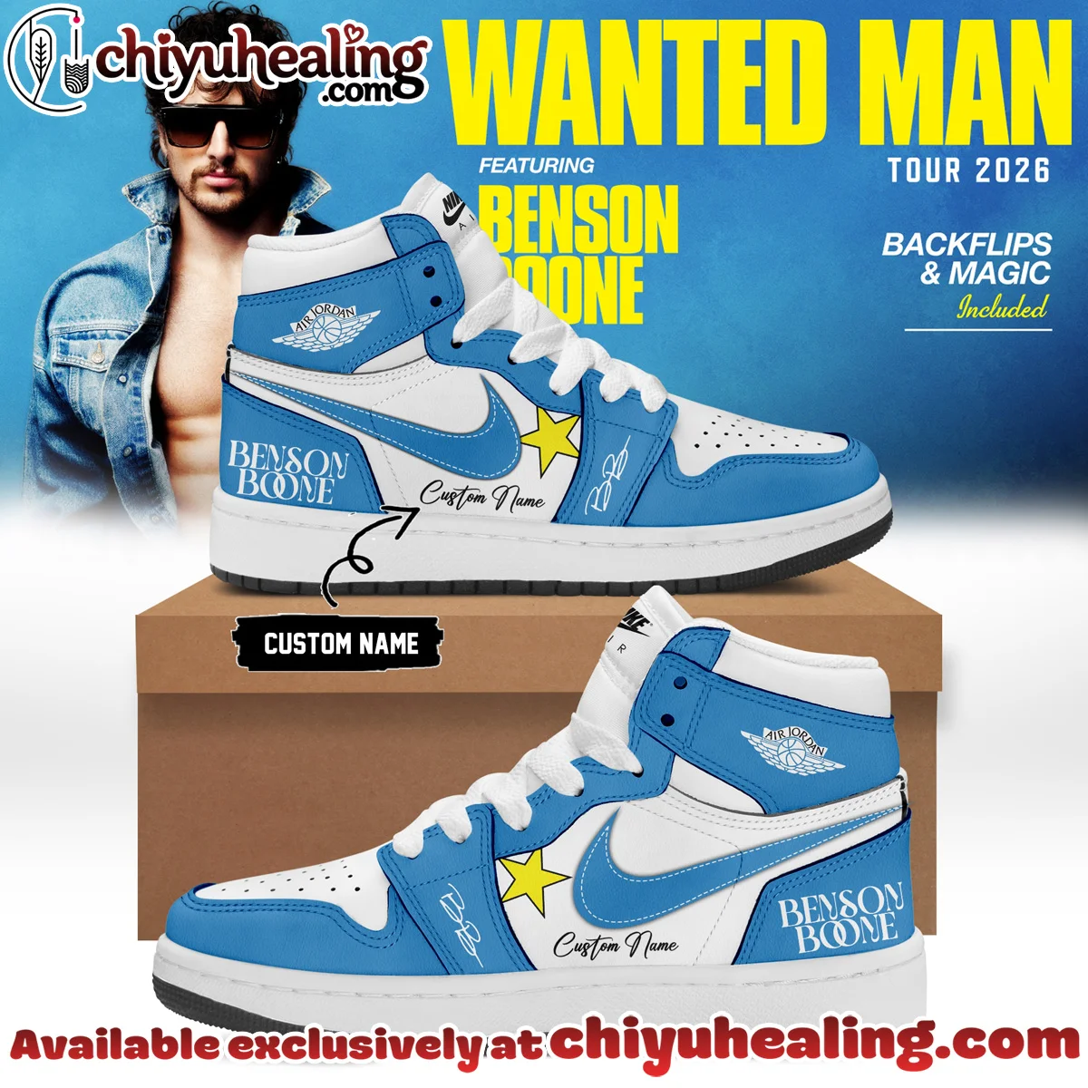 Benson Boone Wanted Man Custom Air Force 1 & Jordan 1 Shoes (Release 9)
