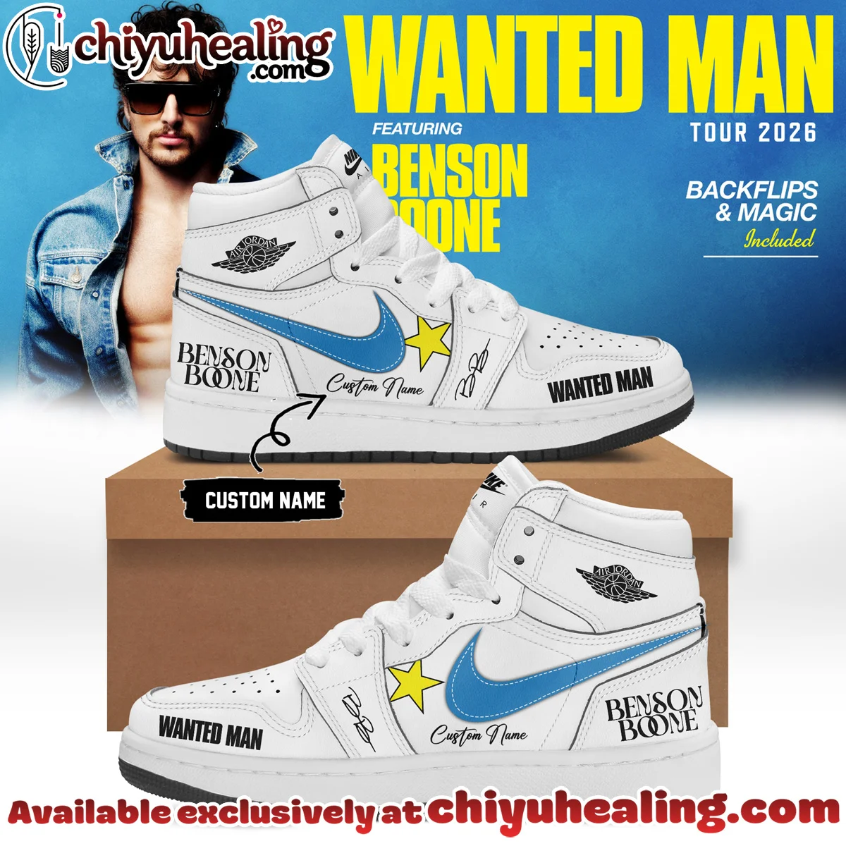 Benson Boone Wanted Man Custom Air Force 1 & Jordan 1 Shoes - Series 4