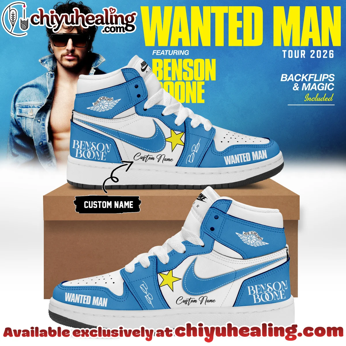 Benson Boone Wanted Man Custom Air Force 1 & Jordan 1 Shoes (Style 8)