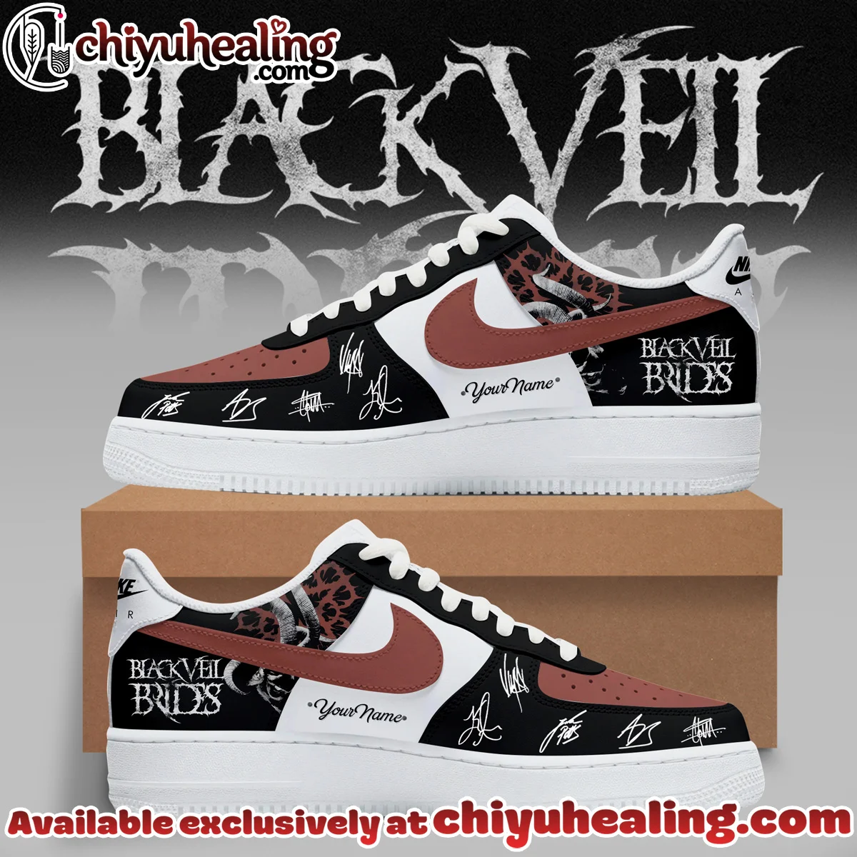BLACK VEIL BRIDES Vindica Tour Crimson Custom Air Force 1 & Jordan 1 Shoes