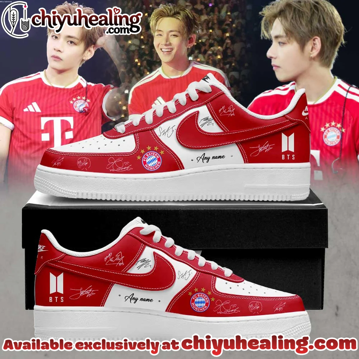 BTS WORLD TOUR ARIRANG x FC Bayern München Custom Air Force 1 & Jordan 1 Shoes (Release 1)