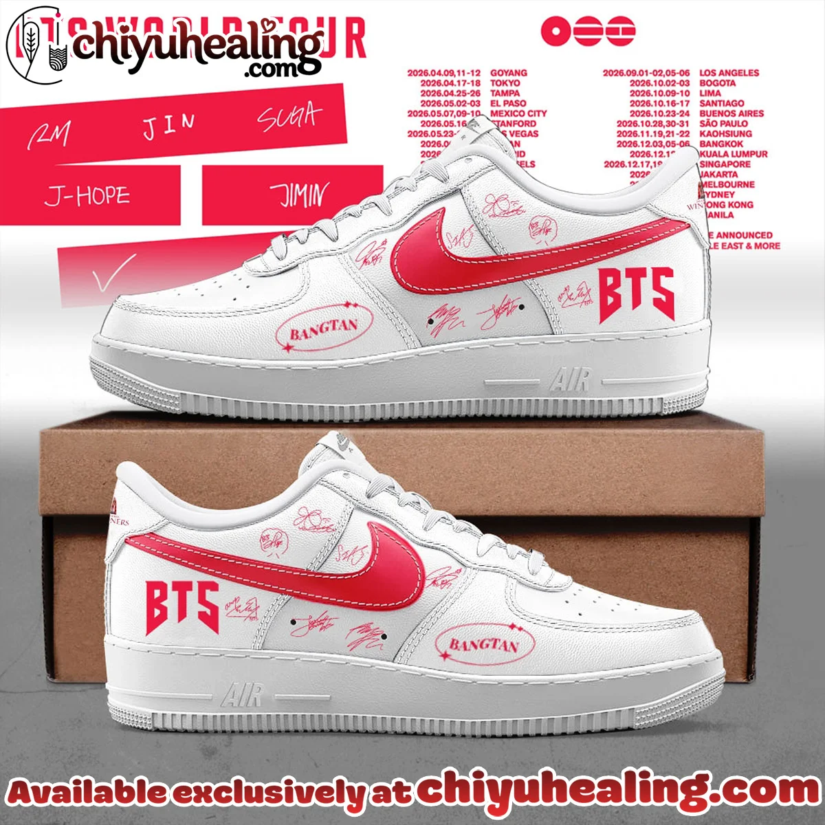 BTS World Tour Custom Air Force 1 & Jordan 1 Shoes (Release 3)