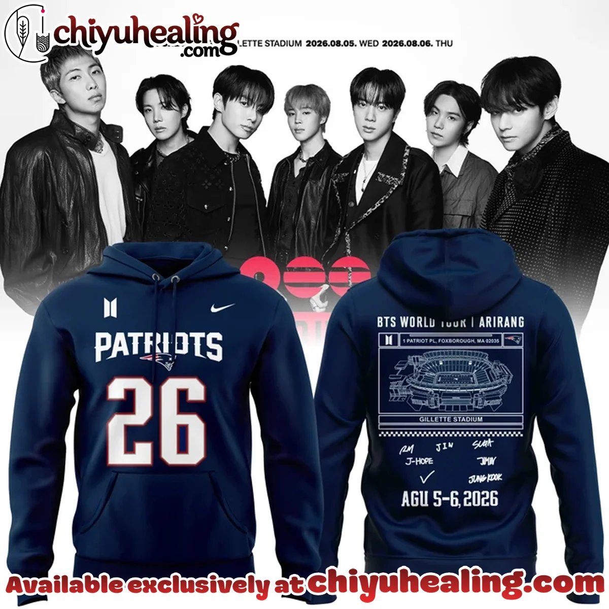 BTS x New England Patriots T-Shirt & Hoodie [Batch 2]