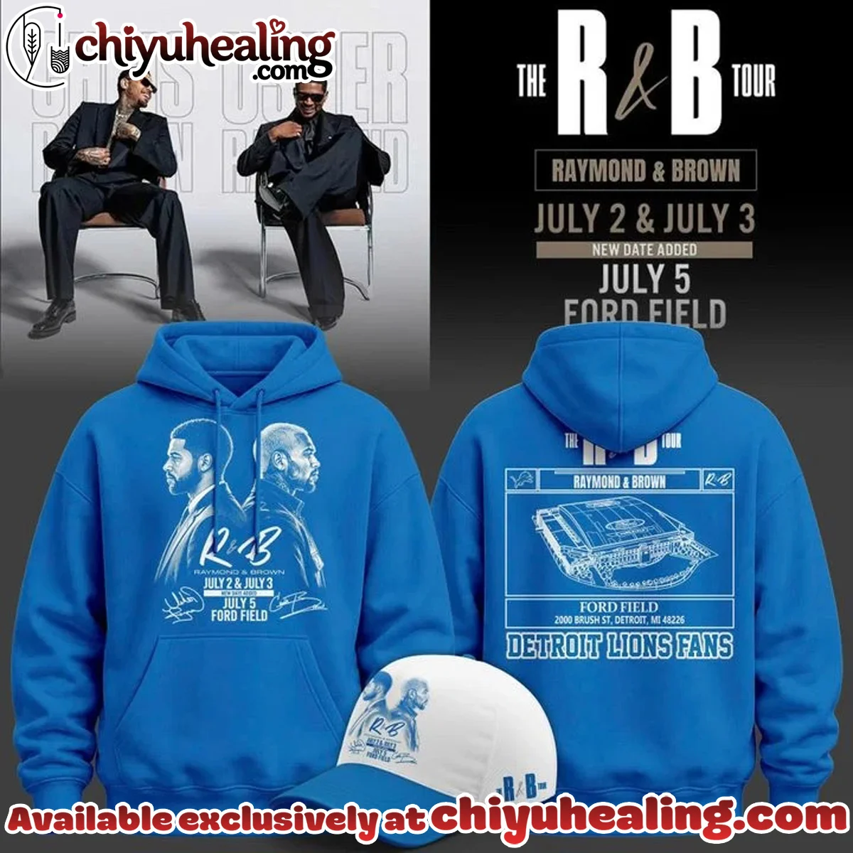 Chris Brown x Usher x Detroit Lions Signed Shirt & Hoodie (Design 2)