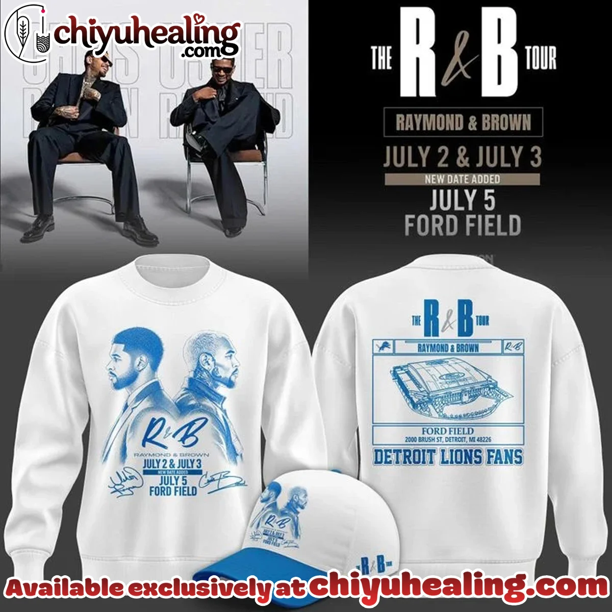 Chris Brown x Usher x Detroit Lions Signed Shirt & Hoodie - Part 1