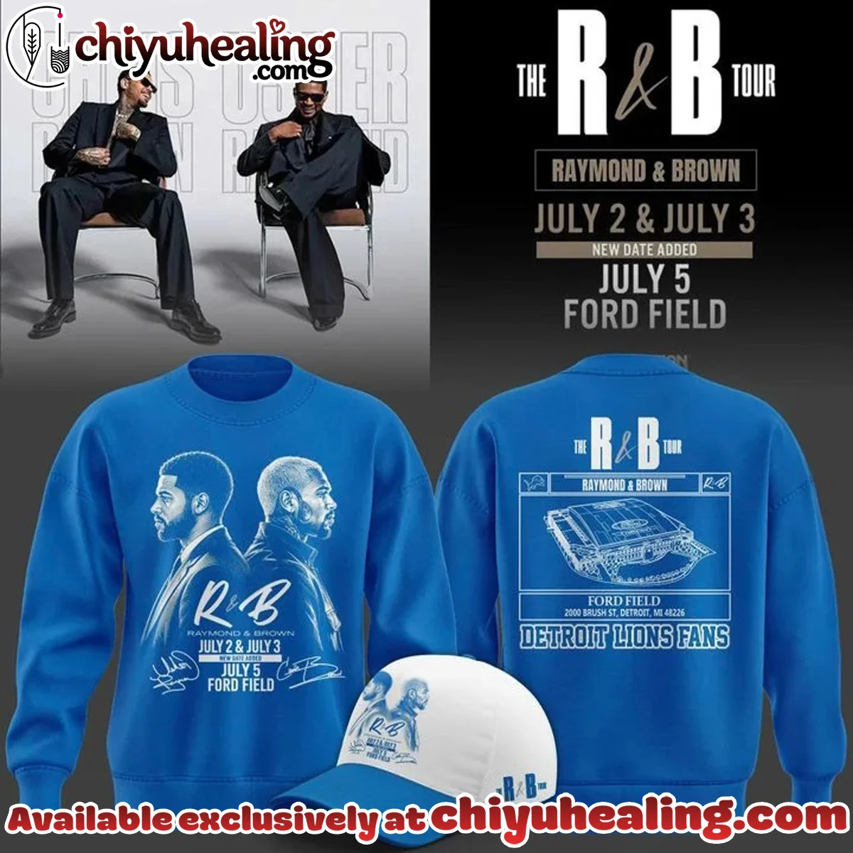 Chris Brown x Usher x Detroit Lions Signed Shirt & Hoodie (Style 3)