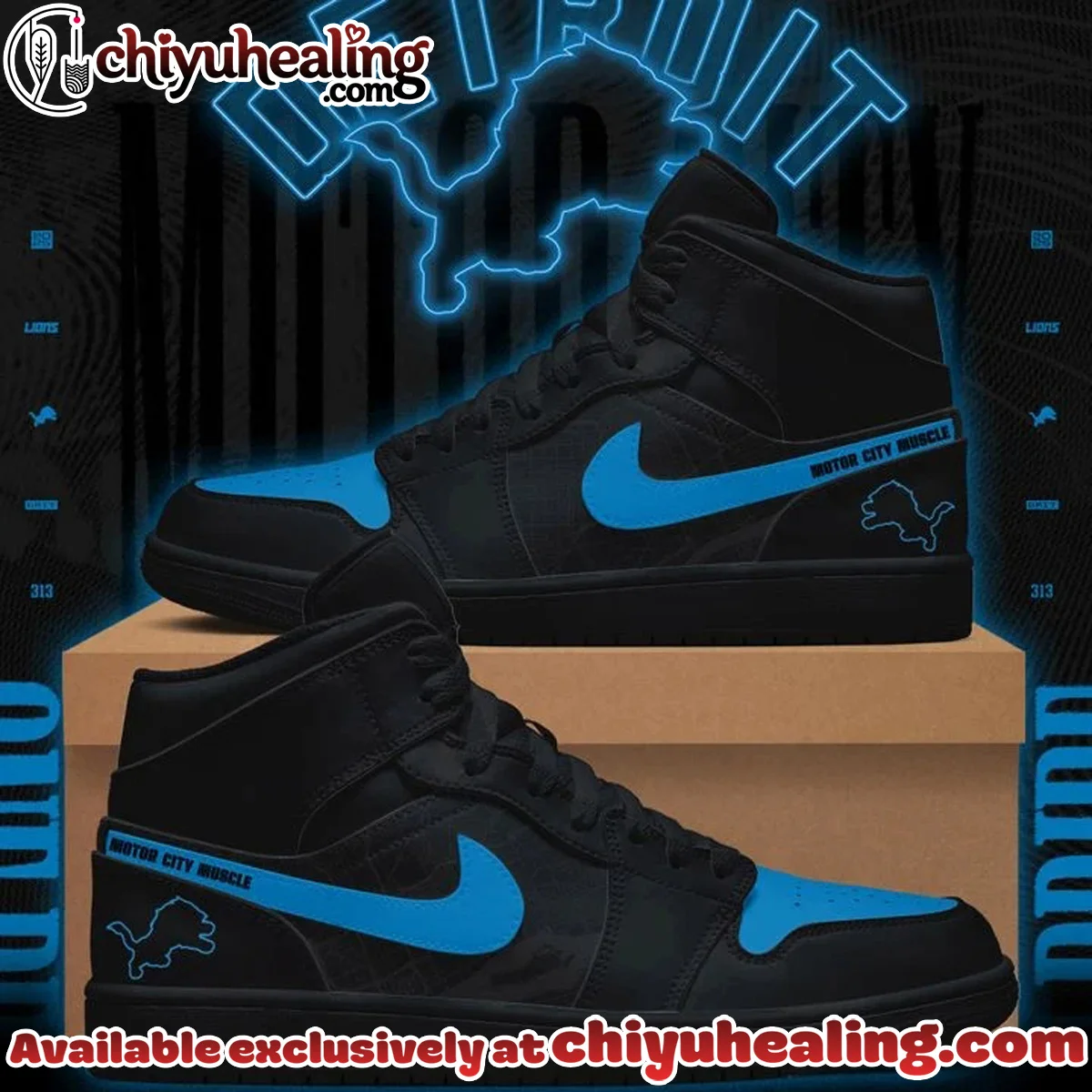 Detroit Lions Custom Air Force 1 & Jordan 1 Shoes (Style 1)