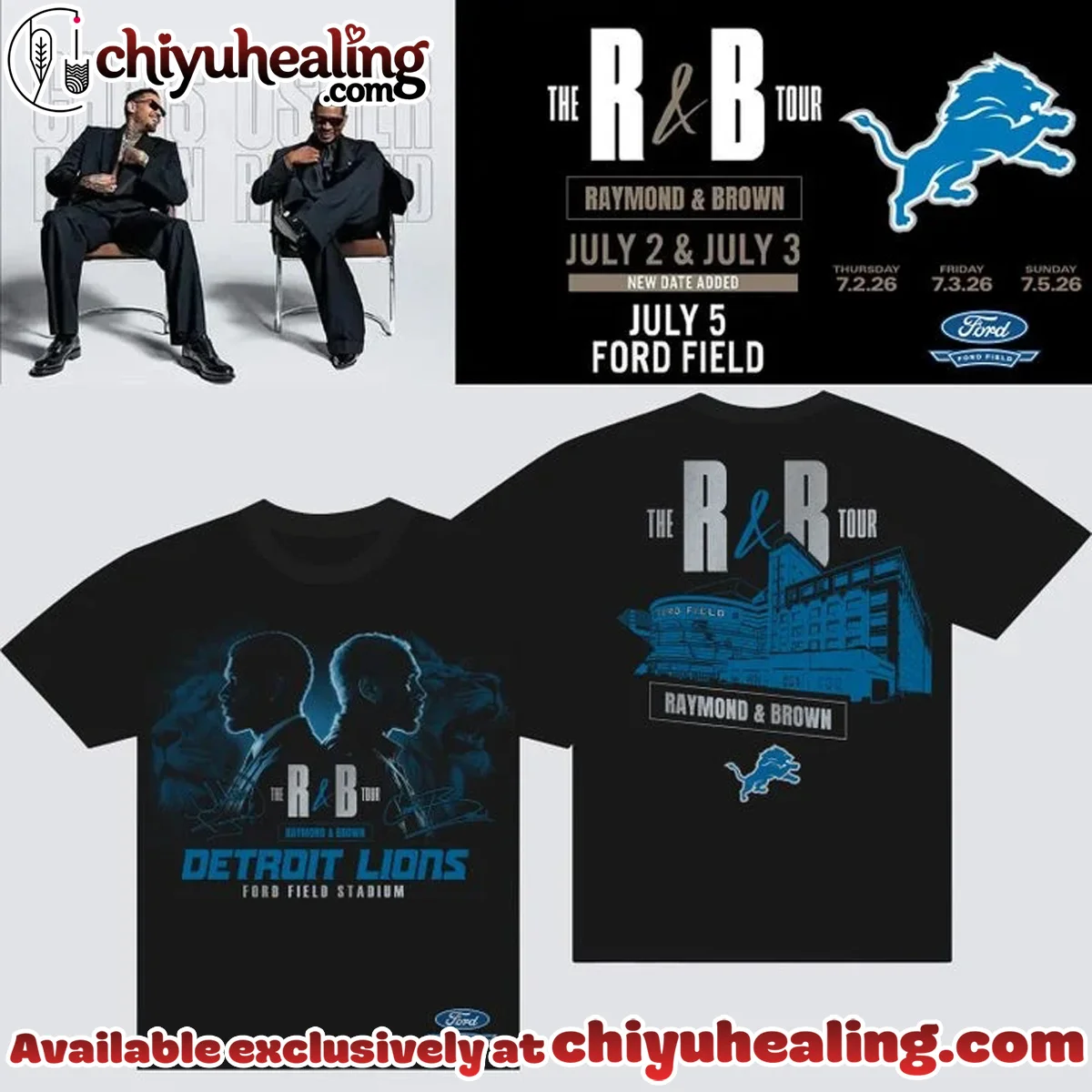 Detroit Lions x Usher x Chris Brown T-Shirt & Hoodie (Release 3)