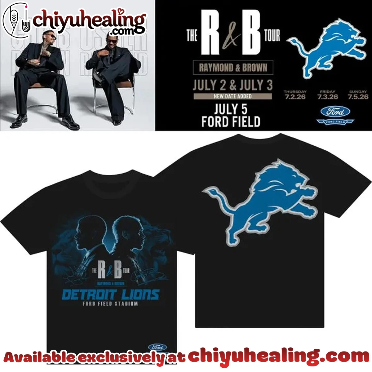Detroit Lions x Usher x Chris Brown T-Shirt & Hoodie - Variant 2