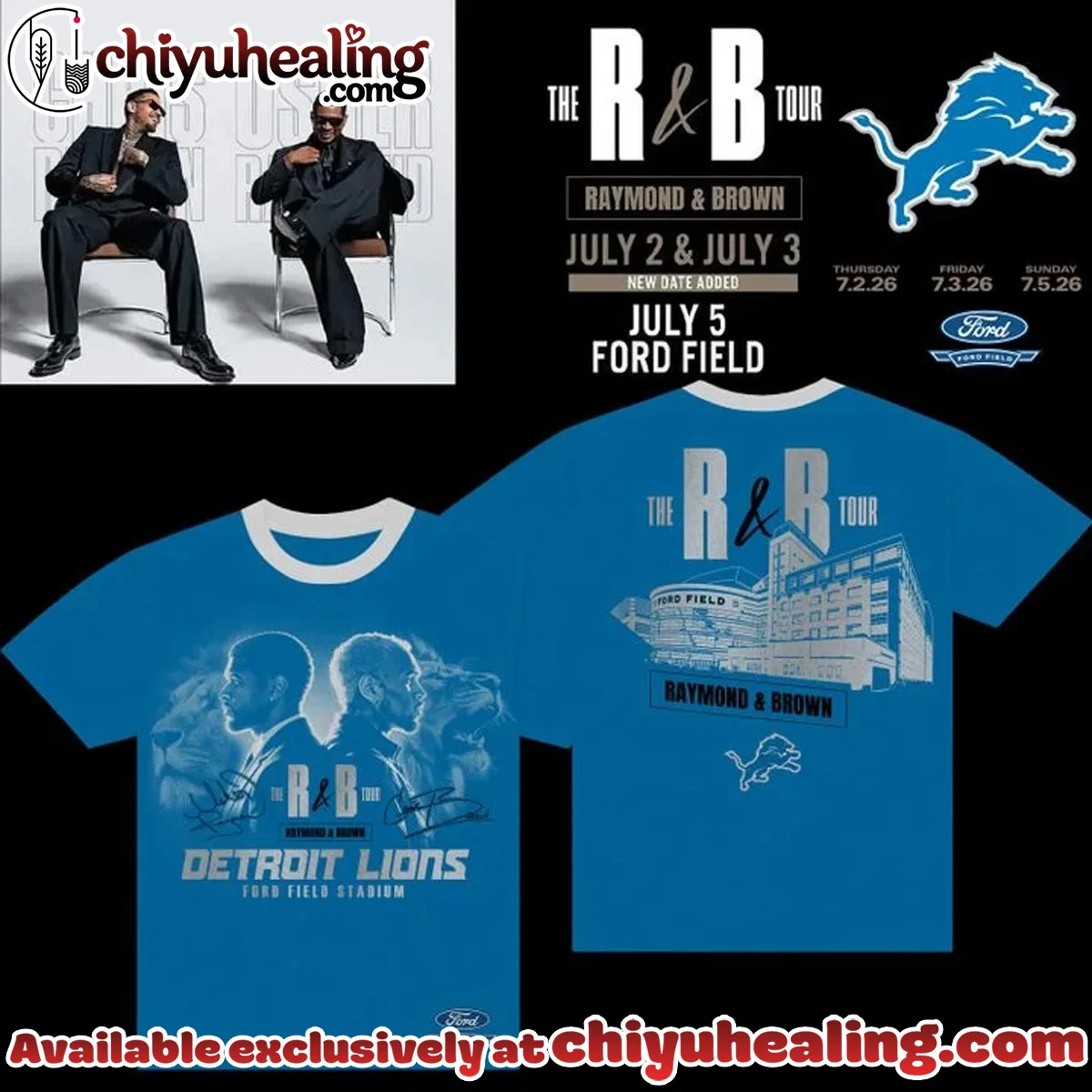 Detroit Lions x Usher x Chris Brown The R&B Tour T-Shirt & Hoodie