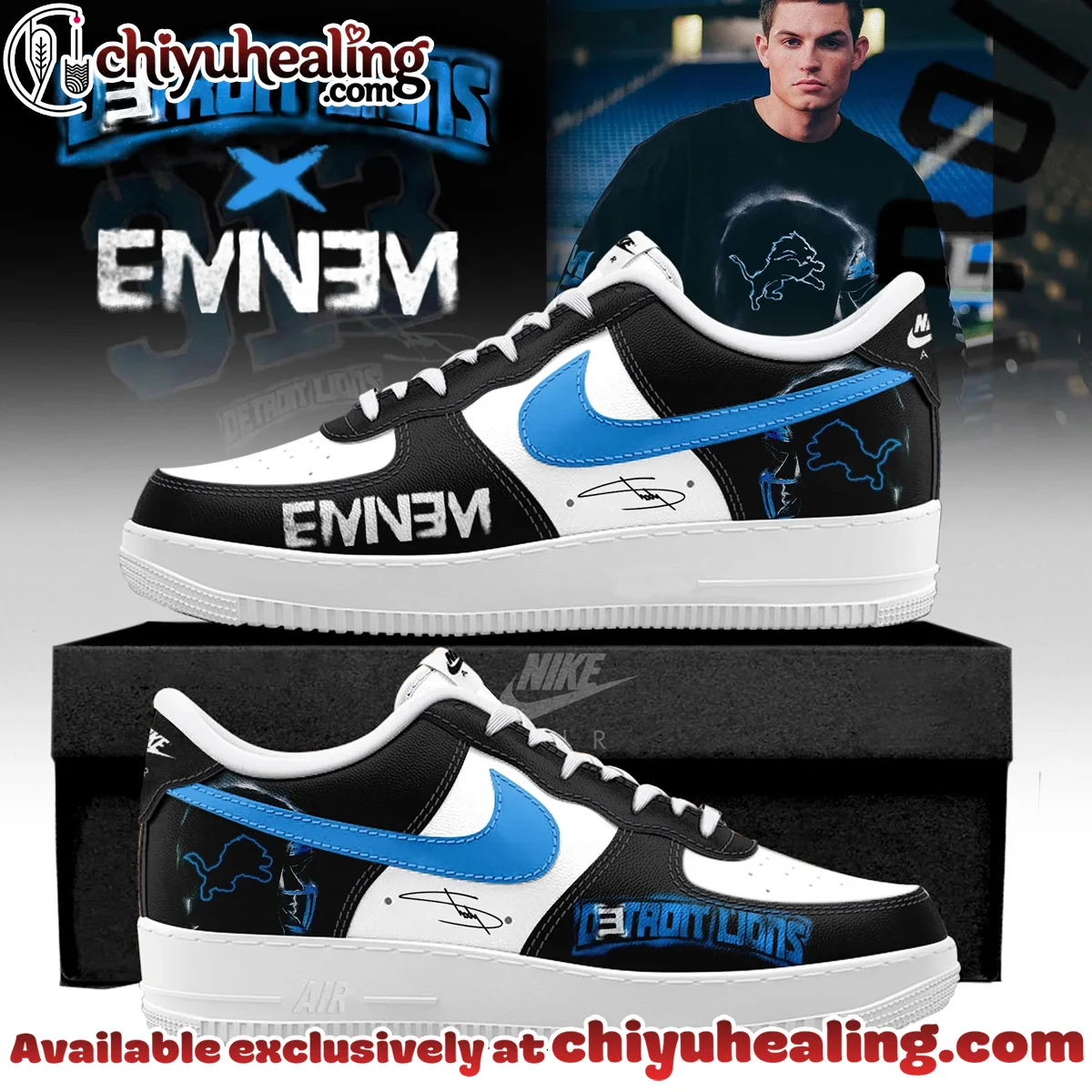 Eminem x Detroit Lions Custom Air Force 1 & Jordan 1 Shoes - Series 4