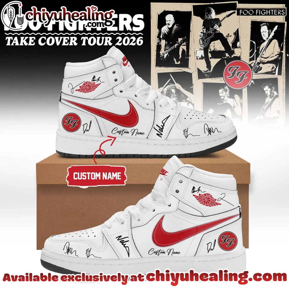 Foo Fighters Take Cover Tour Custom Air Force 1 & Jordan 1 Shoes [Drop 14]