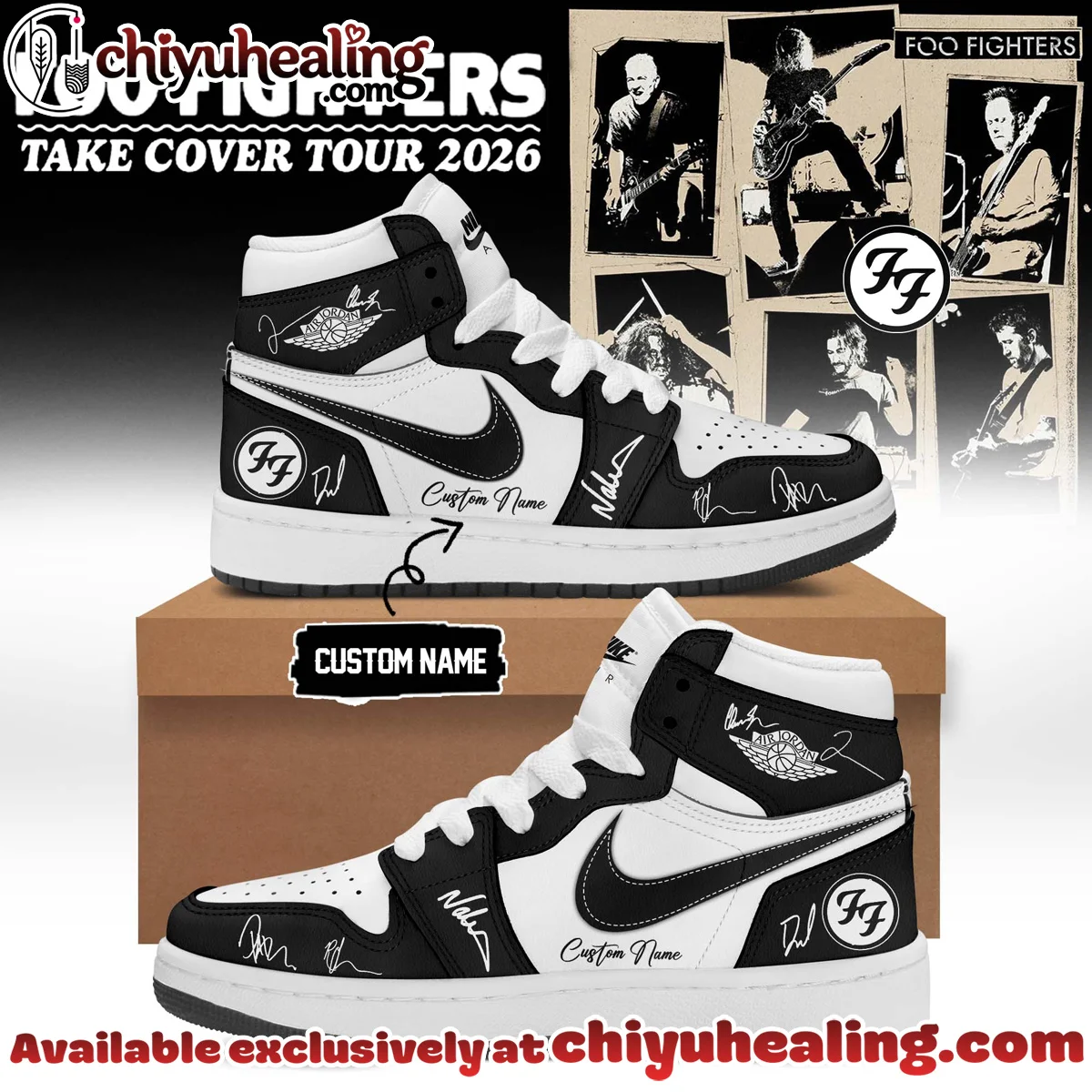 Foo Fighters Take Cover Tour Custom Air Force 1 & Jordan 1 Shoes - Part 21