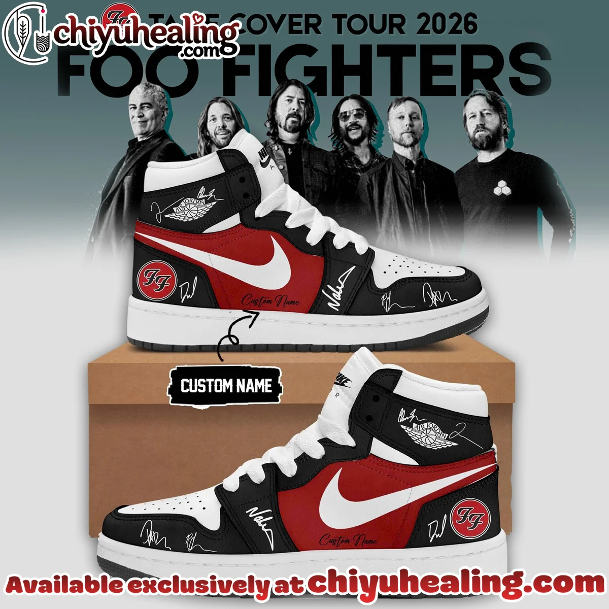Foo Fighters Take Cover Tour Custom Air Force 1 & Jordan 1 Shoes - Part 40