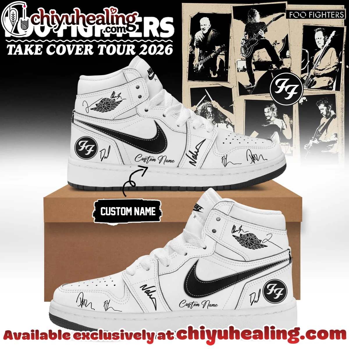 Foo Fighters Take Cover Tour Custom Air Force 1 & Jordan 1 Shoes (Release 15)
