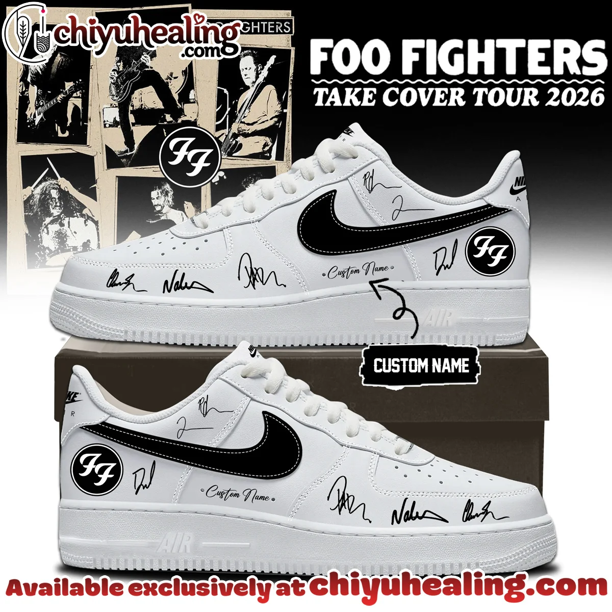 Foo Fighters Take Cover Tour Custom Air Force 1 & Jordan 1 Shoes (Release 16)