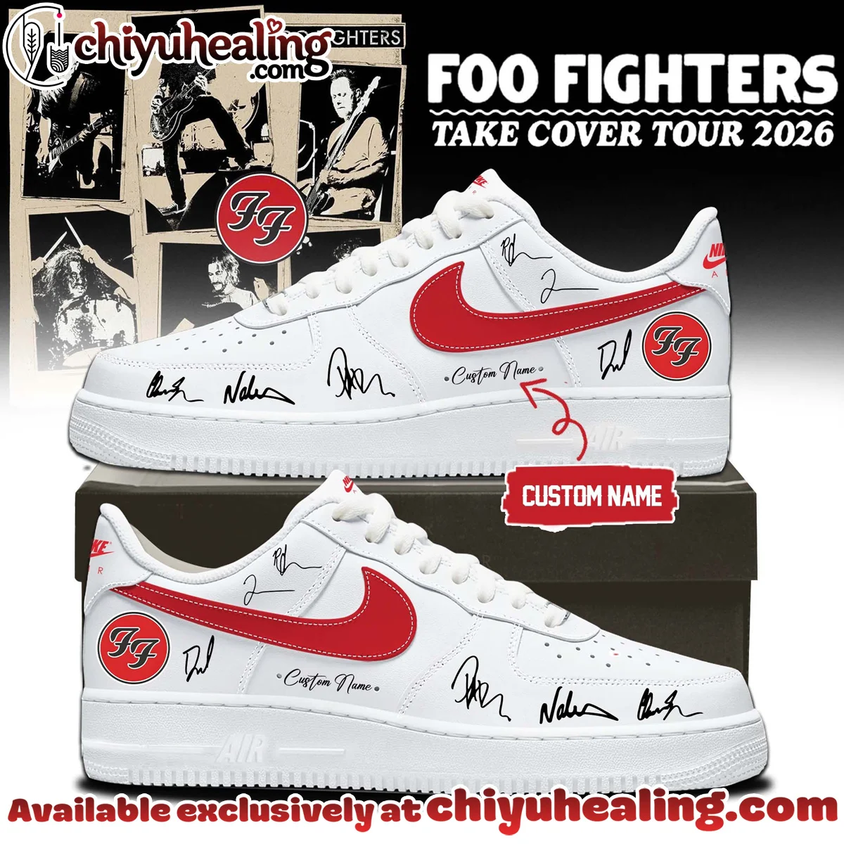 Foo Fighters Take Cover Tour Custom Air Force 1 & Jordan 1 Shoes (Release 19)