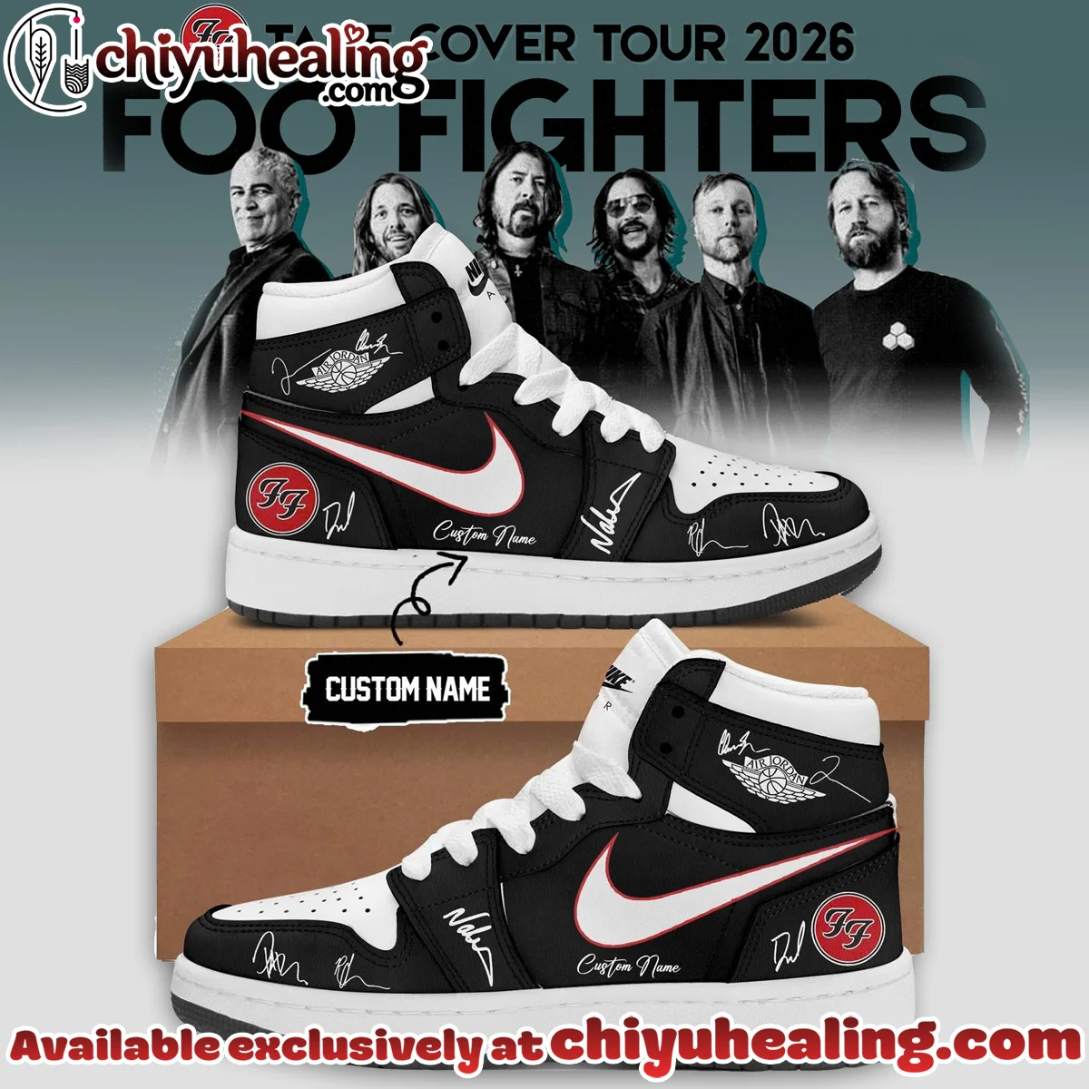 Foo Fighters Take Cover Tour Custom Air Force 1 & Jordan 1 Shoes - Series 12