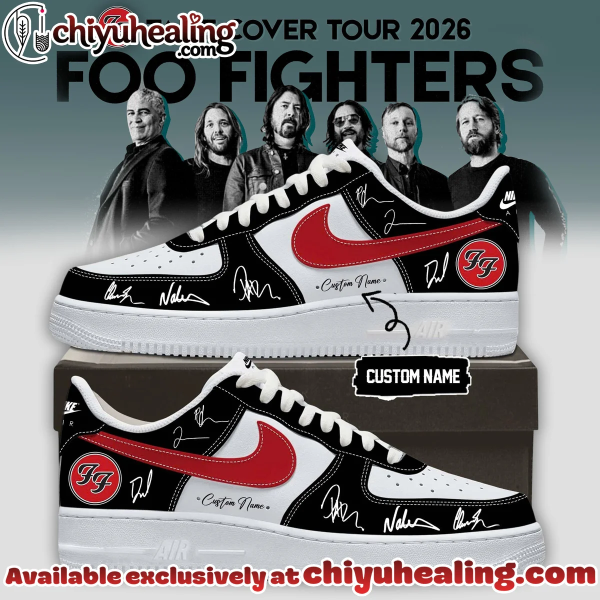 Foo Fighters Take Cover Tour Custom Air Force 1 & Jordan 1 Shoes - Variant 18