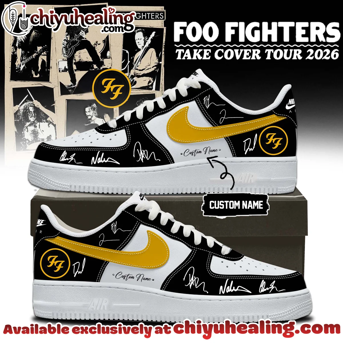 Foo Fighters Take Cover Tour Custom Air Force 1 & Jordan 1 Shoes - Variant 9