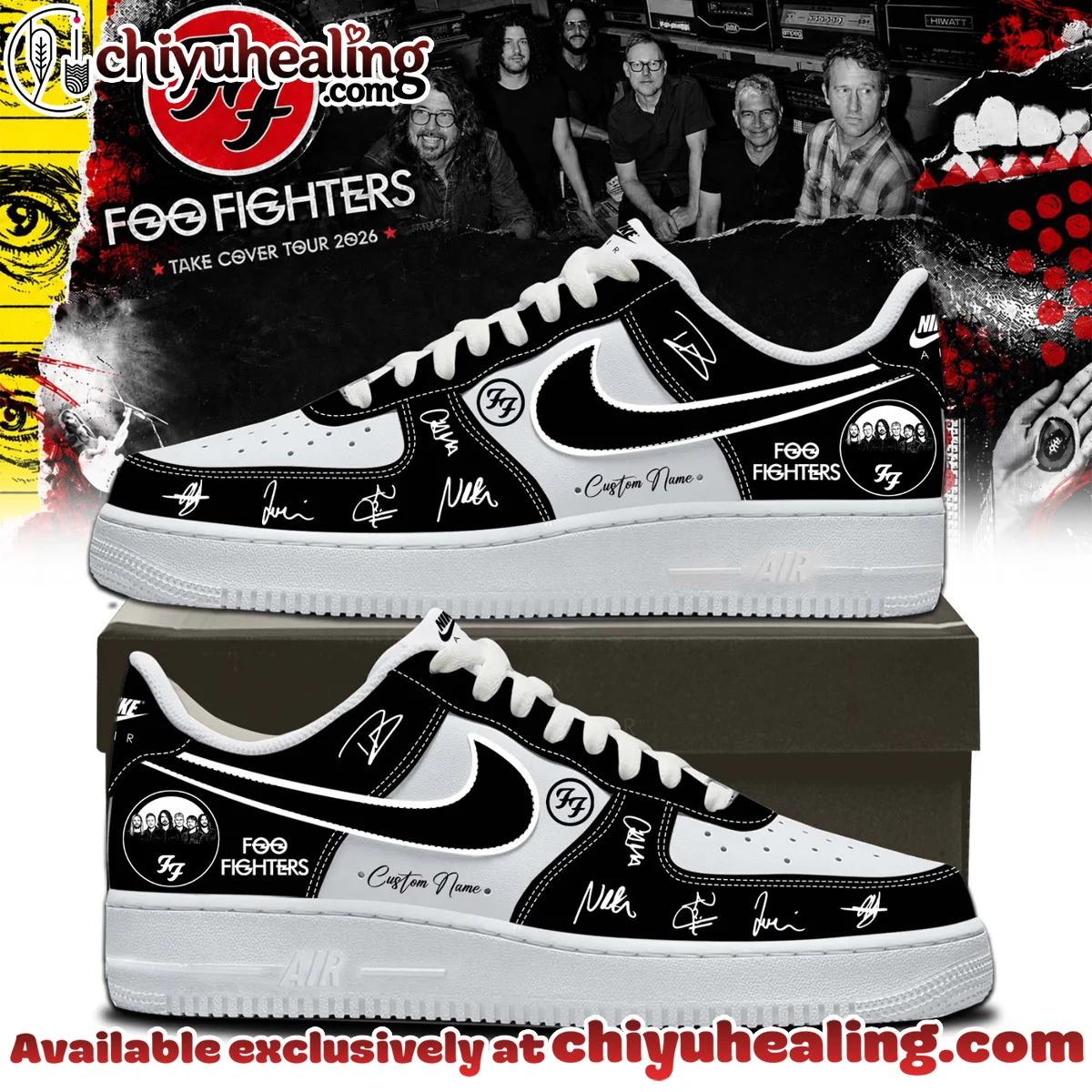 Foo Fighters Take Cover Tour Signature Custom Air Force 1 & Jordan 1 Shoes [Batch 13]
