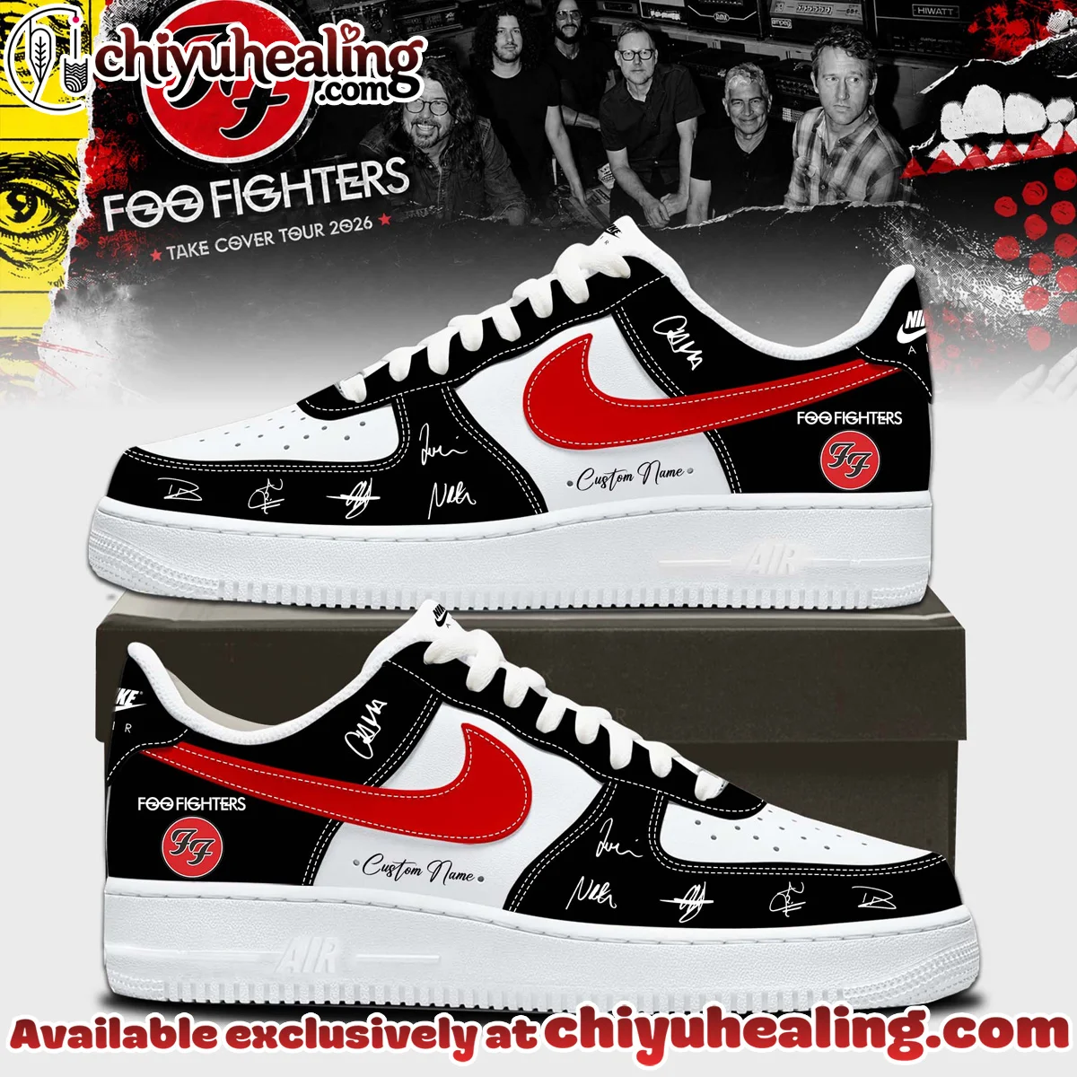 Foo Fighters Take Cover Tour Signature Custom Air Force 1 & Jordan 1 Shoes [Batch 22]