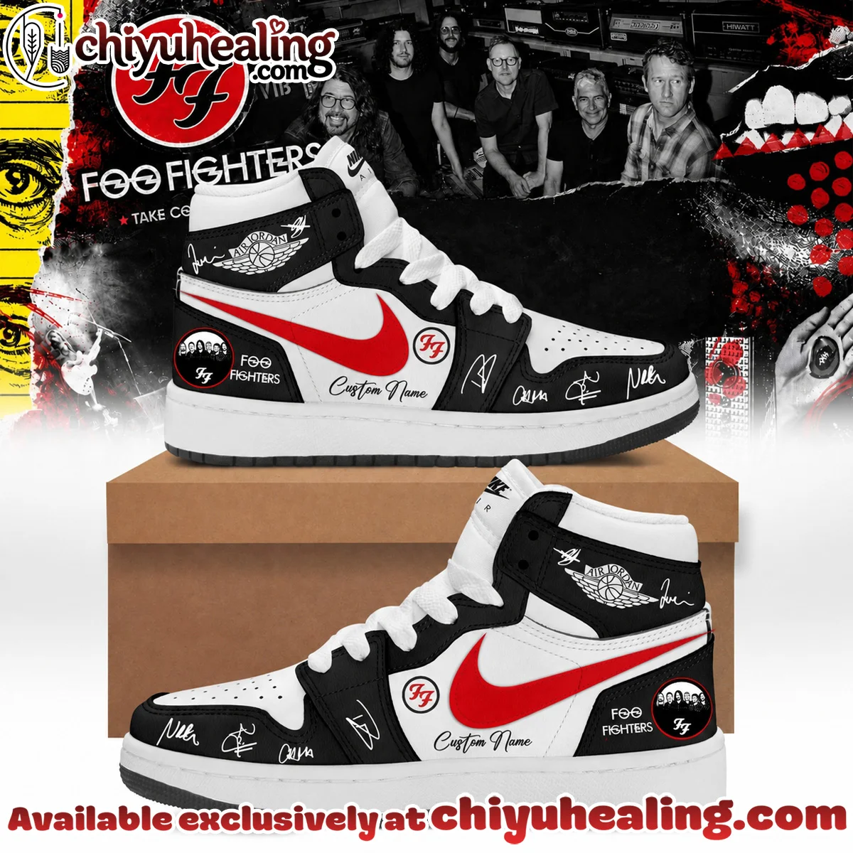 Foo Fighters Take Cover Tour Signature Custom Air Force 1 & Jordan 1 Shoes - Part 7
