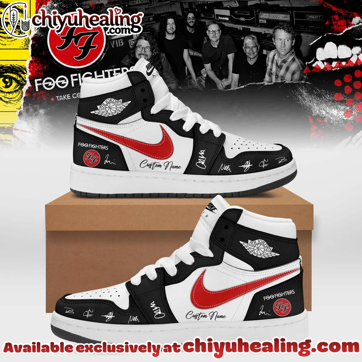 Foo Fighters Take Cover Tour Signature Custom Air Force 1 & Jordan 1 Shoes (Release 17)