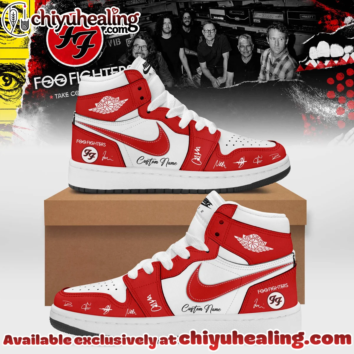 Foo Fighters Take Cover Tour Signature Custom Air Force 1 & Jordan 1 Shoes - Series 10