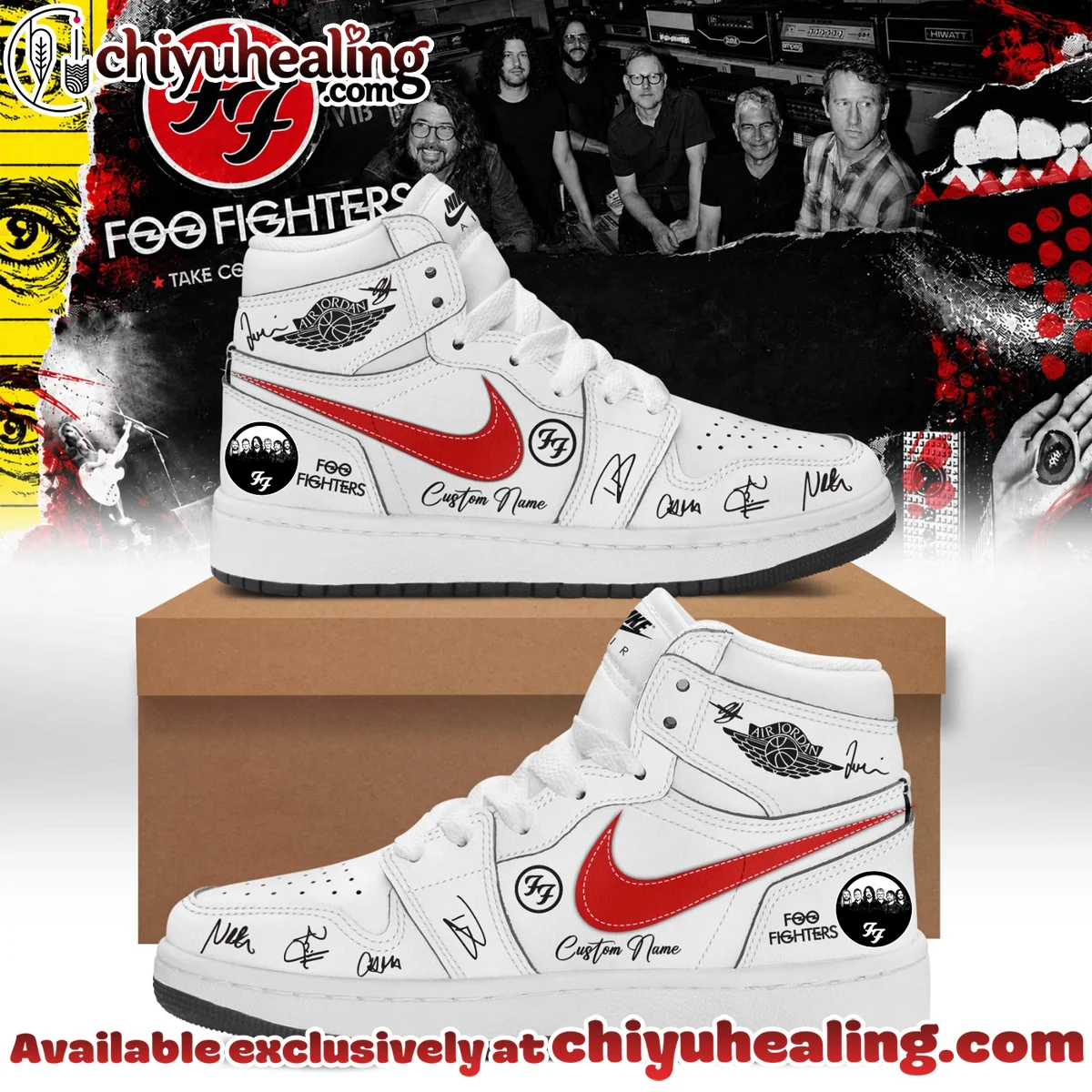 Foo Fighters Take Cover Tour Signature Custom Air Force 1 & Jordan 1 Shoes - Series 16