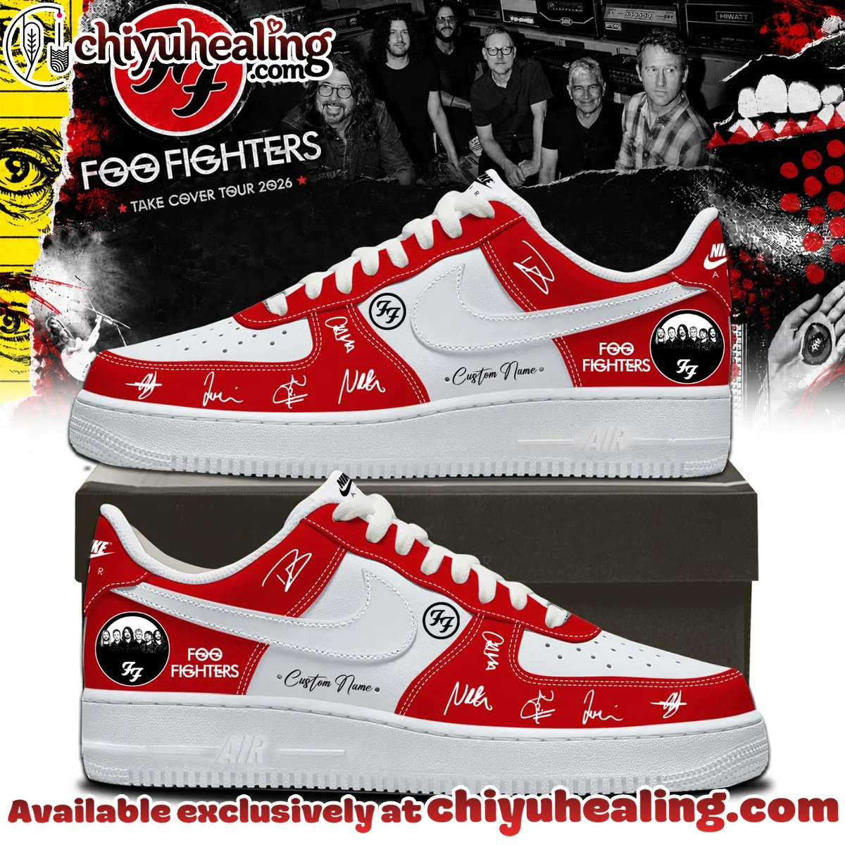Foo Fighters Take Cover Tour Signature Custom Air Force 1 & Jordan 1 Shoes - Variant 18