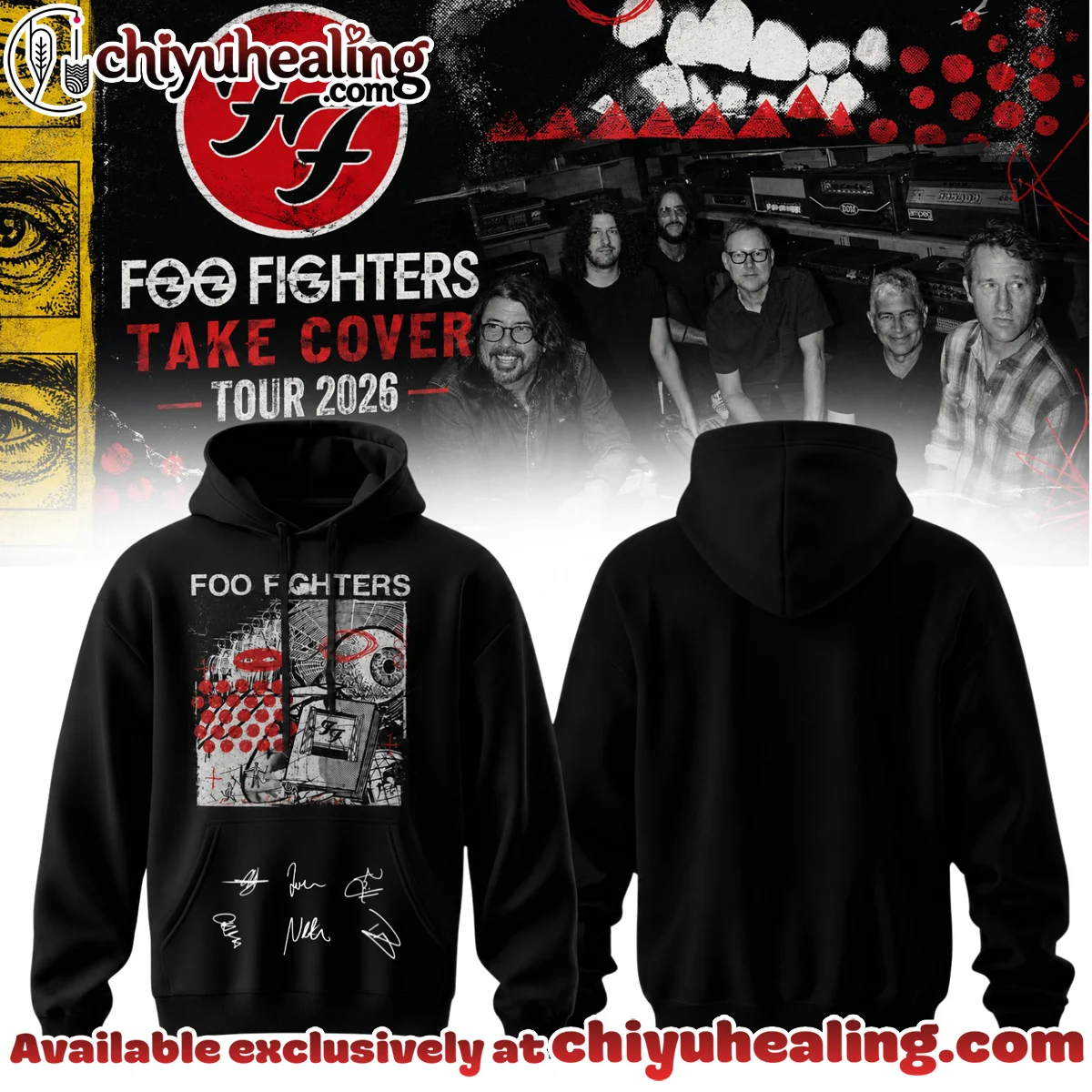 Foo Fighters Take Cover Tour Signature T-Shirt & Hoodie (Design 34)