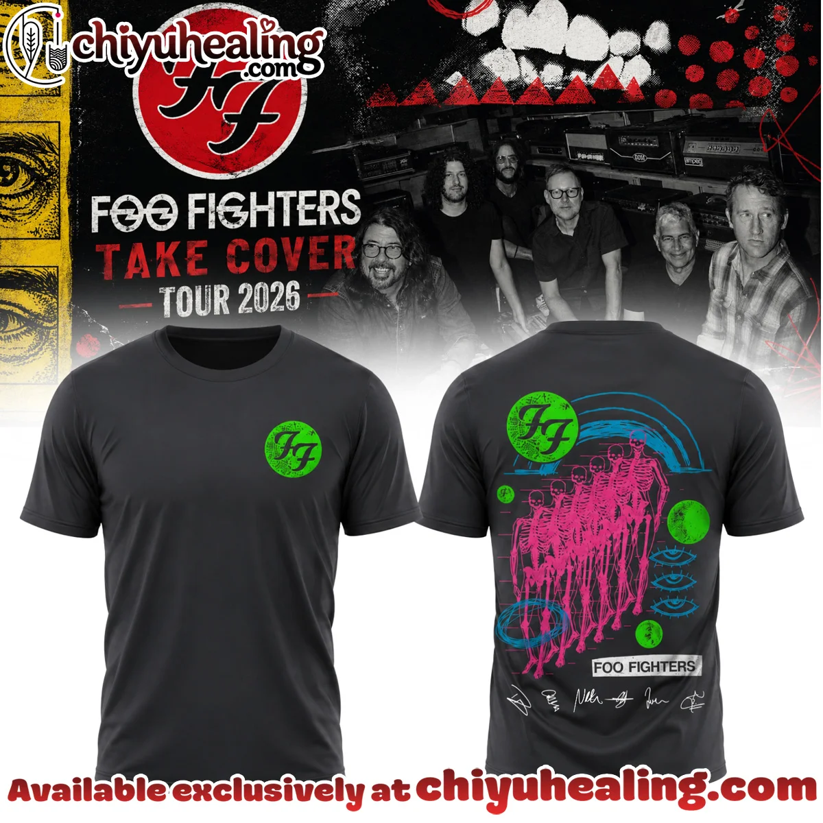 Foo Fighters Take Cover Tour Signature T-Shirt & Hoodie (Style 29)